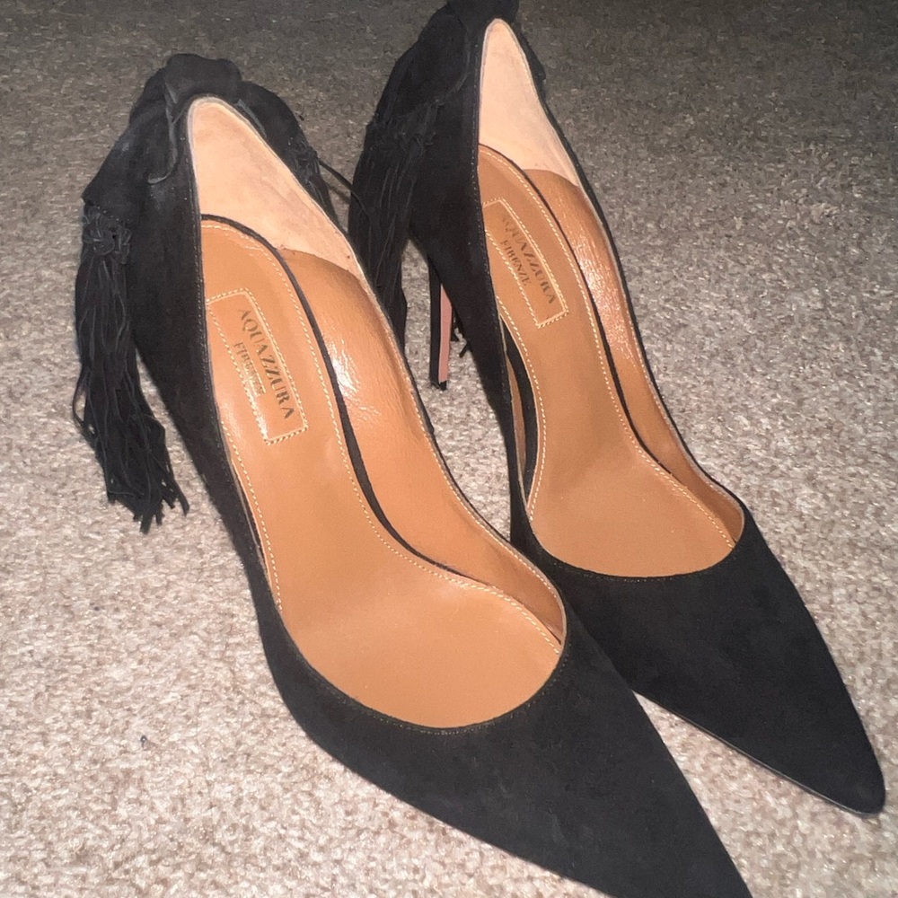 Aquazzura Black Suede Women's Heels